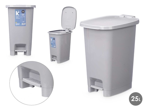 Papelera 25l pedal gris: Práctica y elegante para tu hogar