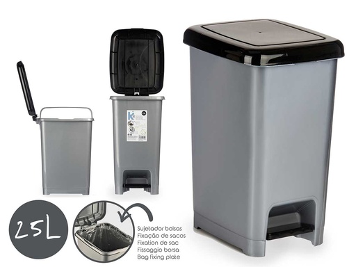 Papelera de plástico reciclaje pedal negra: ordena y recicla ya