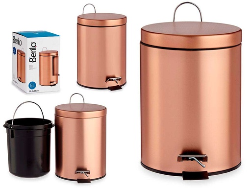 Papelera pedal 5l metal cobre: elegancia y funcionalidad en tu hogar