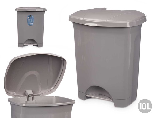 Papelera pedal plástico 10L gris: elegancia y funcionalidad