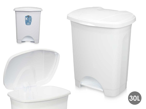 Papelera pedal plástico 30l blanco: Higiene y comodidad para tu hogar