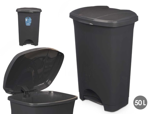 Papelera pedal plástico 50L antracita: comodidad y limpieza en casa