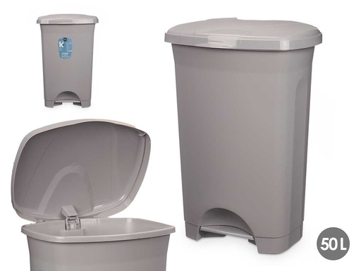 Papelera pedal plástico 50l gris: comodidad y limpieza garantizada