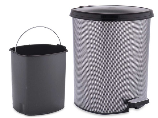 Papelera plástico pedal fibra de carbono 6l, estilo y funcionalidad