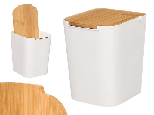 Papelera tapa bambú blanca: Elegancia y funcionalidad para tu hogar