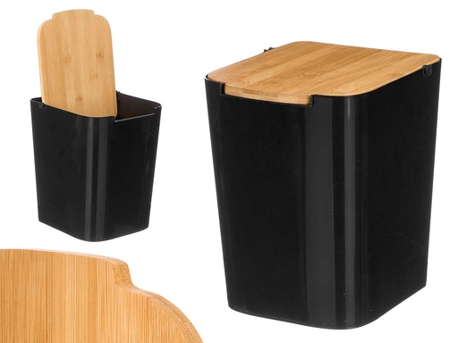 Papelera tapa bambú negra: estilo y elegancia para tu hogar