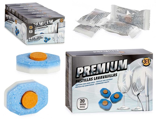 Pastilla lavavajillas premium 3 en 1: limpieza completa en 20 dosis