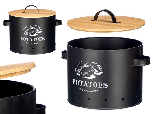 Patatero tapa bambú negro: Elegancia natural para tus aperitivos