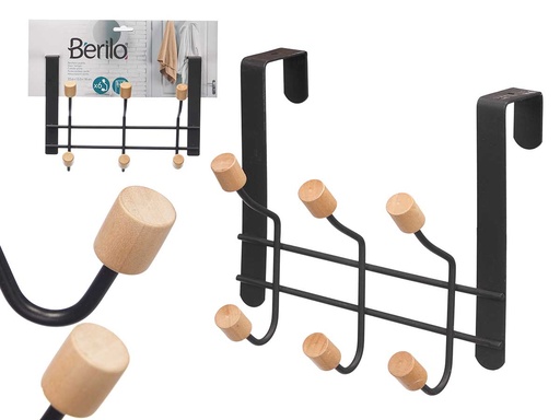 Percha 6 pomos puerta negra: Estilo y funcionalidad para tu hogar