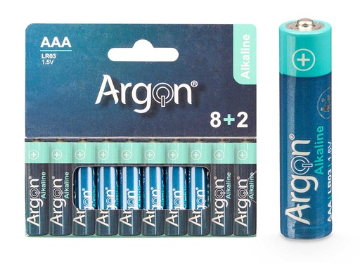 Pila alcalina Argon LR03 AAA Pack de 10: Energía Duradera y Fiable