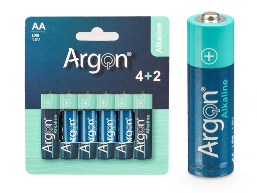 Pila alcalina Argon LR6 AA Pack de 6: Energía Duradera y Confiable