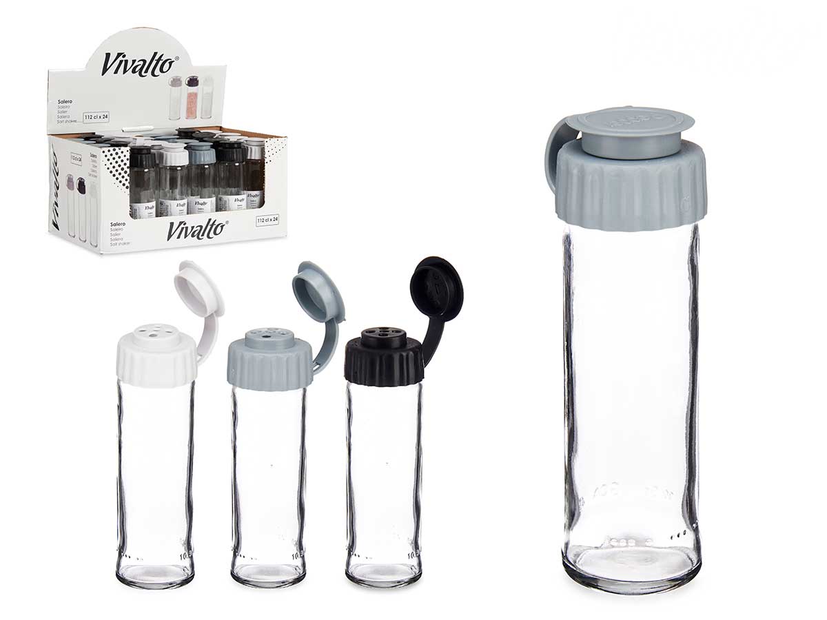 Pimentero cristal 112ml surtido en blanco, negro y gris elegante