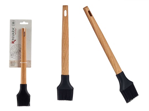 Pincel de cocina de silicona con mango de madera de haya, 28cm