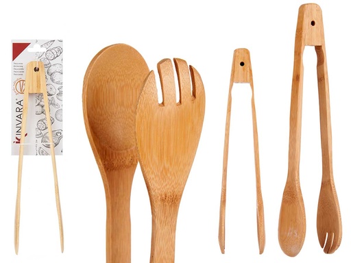 Pinza de bambú para cocina: cuchara y tenedor ecológicos y útiles