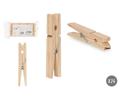 Pinzas de madera para manualidades: set de 24 unidades