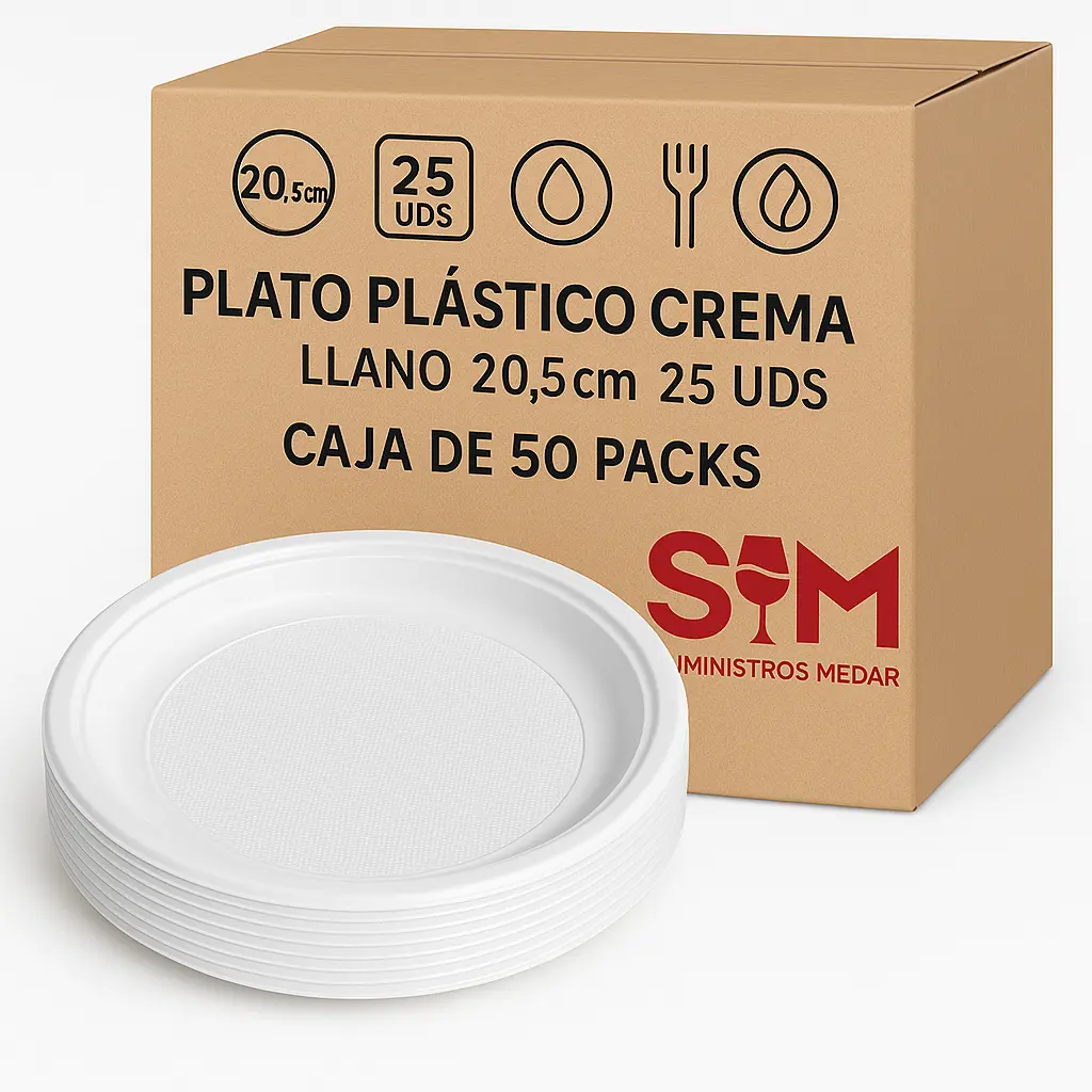 Plato Plástico Crema Llano 20,5cm