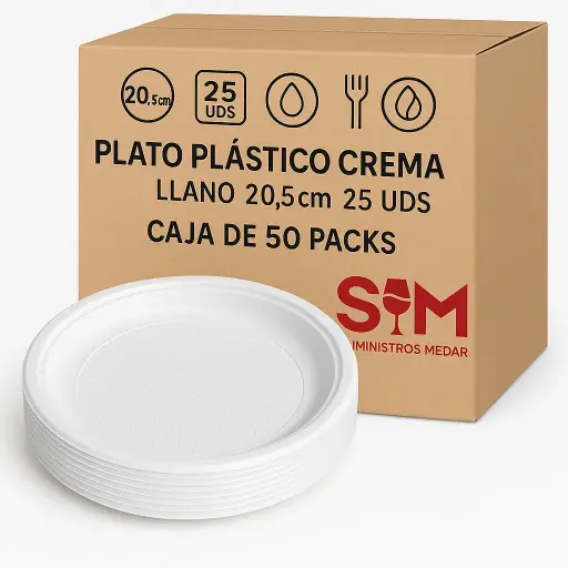 Plato Plástico Crema Llano 20,5cm