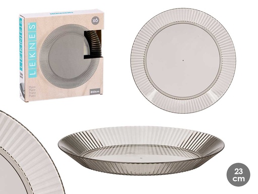 Plato Rayas Gris: Elegancia y Versatilidad en Tu Mesa de 23cm