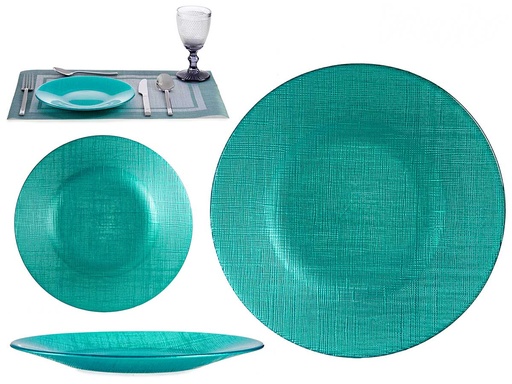 Plato de vidrio turquesa: elegancia y funcionalidad para tu mesa