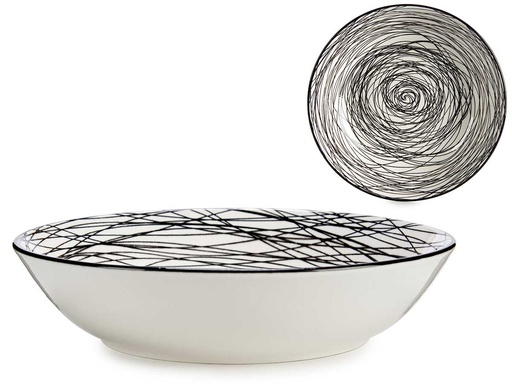 Plato hondo 20 cm rayado negro: elegancia y estilo en tu mesa