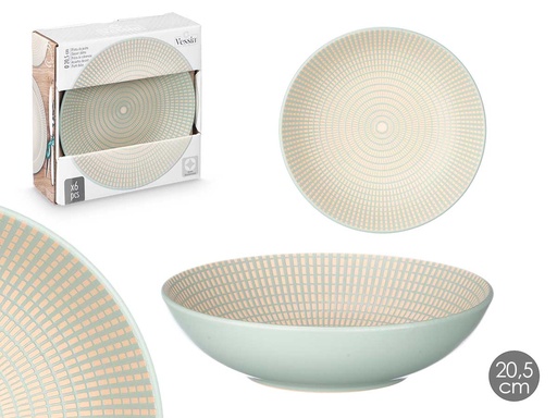 Plato hondo 20,5 cm grabado verde: elegancia y estilo en tu mesa