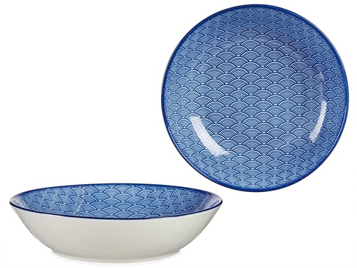 Plato hondo 20cm Onda japonesa azul: elegancia y estilo en tu mesa