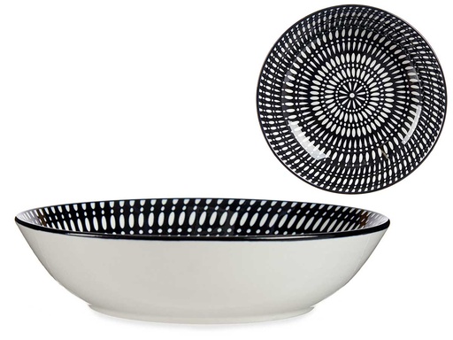 Plato hondo 20cm circular étnico negro: elegancia y versatilidad