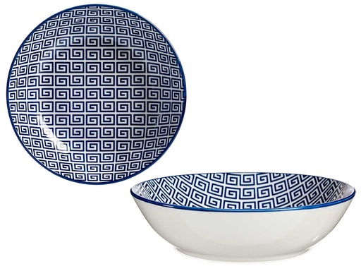 Plato hondo 20cm geométrico azul: Elegancia y modernidad en tu mesa