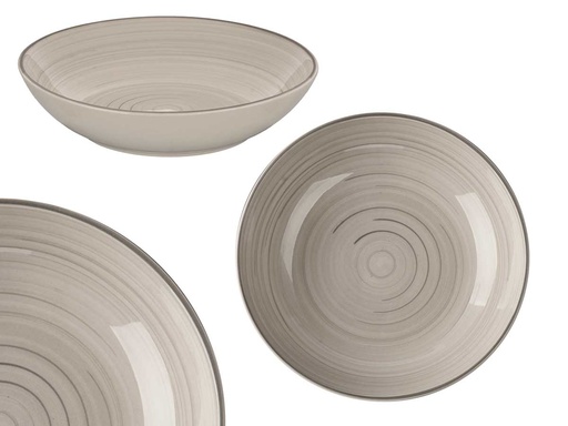 Plato hondo 21 cm espiral gris, elegante y versátil para tu mesa