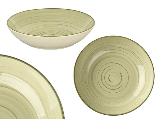 Plato hondo 21 cm espiral verde oliva: estilo y funcionalidad única