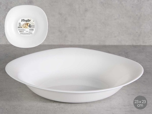 Plato hondo cuadrado opal 23cm: Elegancia y versatilidad en tu mesa