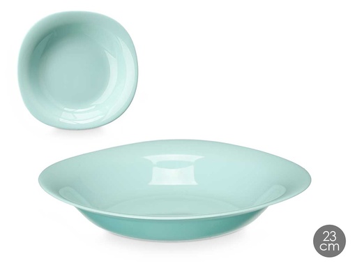 Plato hondo cuadrado opal verde: elegancia y versatilidad en tu mesa