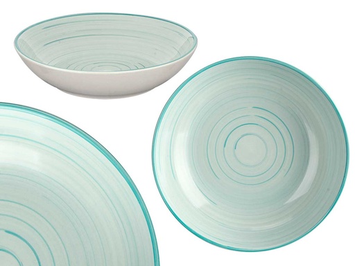 Plato hondo de 21 cm en espiral azul, elegante y funcional