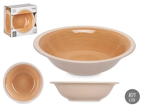 Plato hondo de gres beige con borde: elegante y funcional