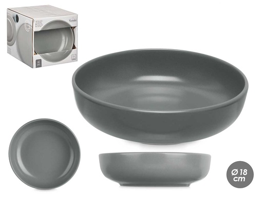 Plato hondo de gres gris oscuro: elegancia y resistencia para tu mesa