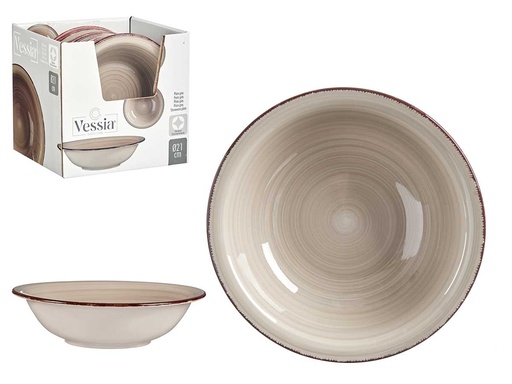 Plato hondo de gres tierra con borde: elegancia y resistencia