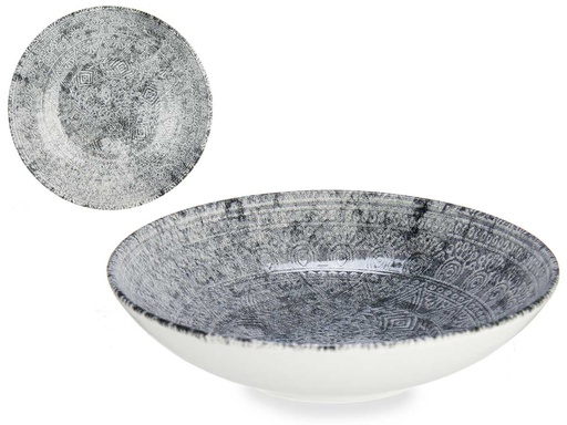Plato hondo de porcelana azteca: Elegancia y resistencia