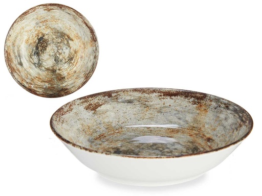 Plato hondo de porcelana marrón piedra: elegancia garantizada