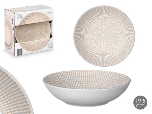 Plato hondo grabado gris de 20,5 cm, elegancia para tu mesa
