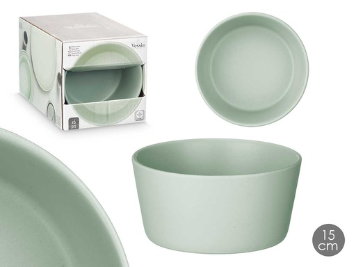 Plato hondo liso verde de 15 cm: elegancia y funcionalidad en tu mesa