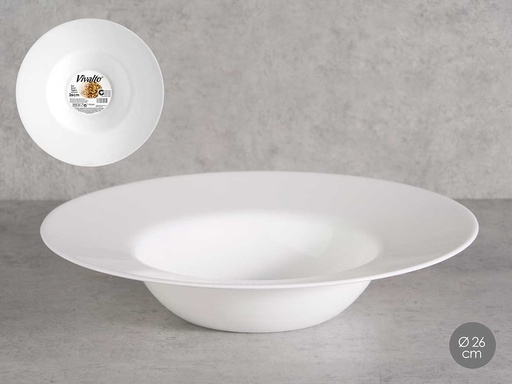 Plato hondo para pasta opal de 26 cm, elegancia en tu mesa