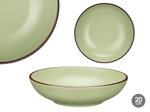 Plato hondo verde oliva de 20 cm: elegancia y funcionalidad ideal