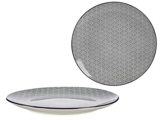 Plato llano 24cm Onda japonesa negro: elegancia y estilo en tu mesa