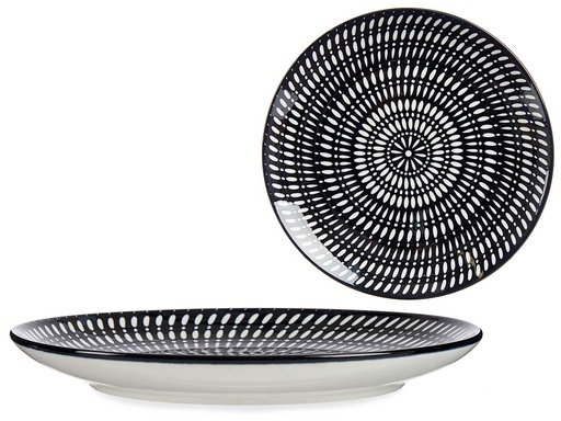 Plato llano 24cm circular étnico negro: elegancia y estilo únicos