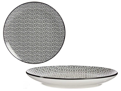 Plato llano 24cm geométrico negro: elegancia y modernidad en tu mesa