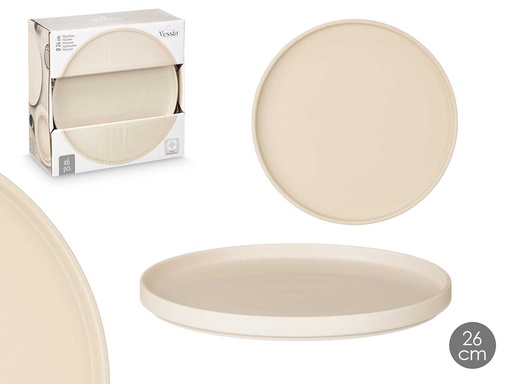 Plato llano 26 cm liso beige: Elegancia y versatilidad para tu mesa