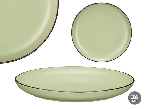 Plato llano 26 cm verde oliva: elegancia y versatilidad en tu mesa