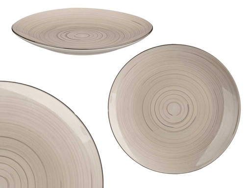 Plato llano 27 cm espiral gris: Elegancia y versatilidad en tu mesa