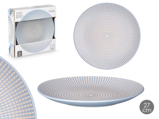 Plato llano 27 cm grabado azul: Elegancia y estilo en tu mesa