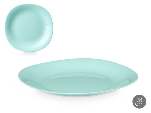 Plato llano cuadrado opal verde: elegancia y versatilidad en 28cm